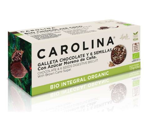 Bio Digestive Biscuit with Chocolate & 6 Seeds 135g x 12